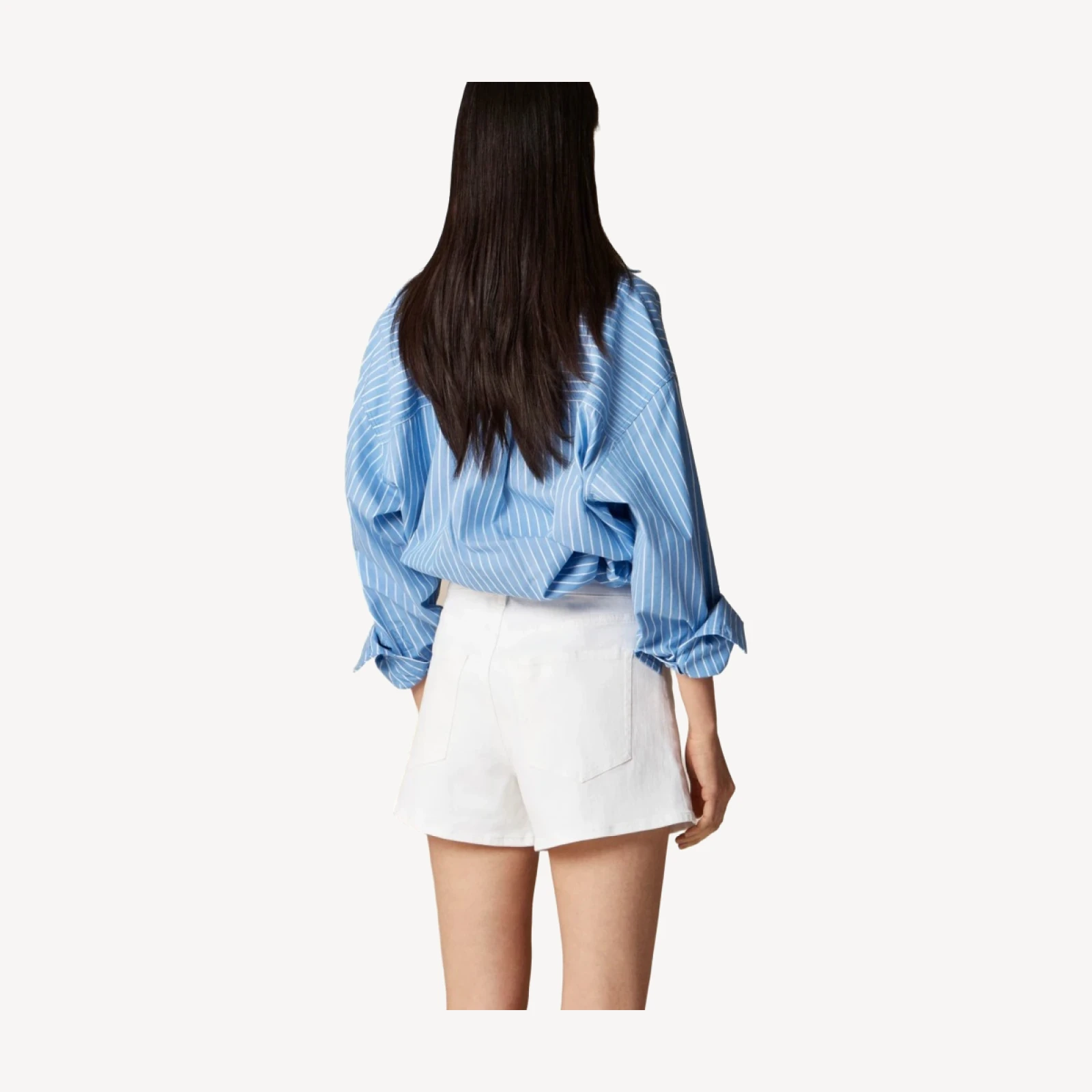 High-rise white denim short