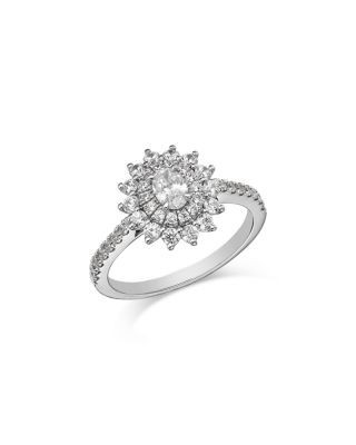 Bloomingdale's Fine Collection Diamond Oval & Round Starburst Halo Engagement Ring in 14K White Gold, 1.0 tcw