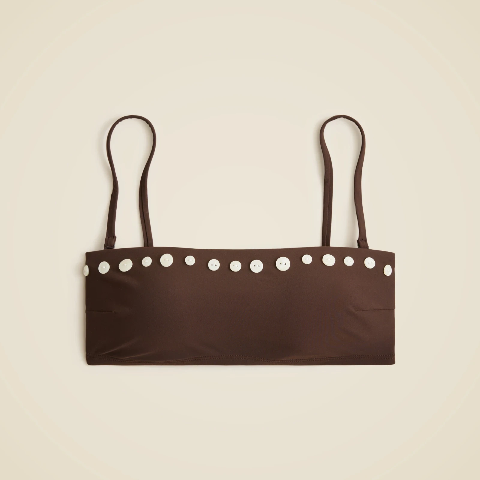 Button-trim bandeau bikini top