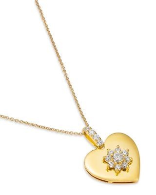 Bloomingdale's Fine Collection Diamond Heart Pendant Necklace in 14K Yellow Gold, 0.25 tcw