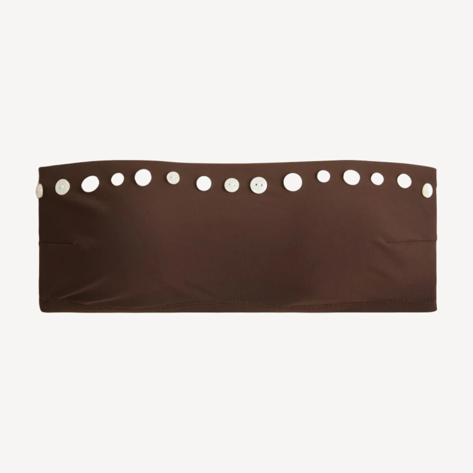 Button-trim bandeau bikini top