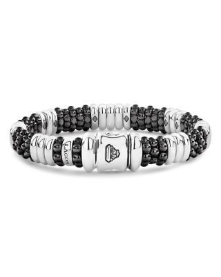 Lagos Sterling Silver Black Caviar Diamond & Black Ceramic Station Bracelet