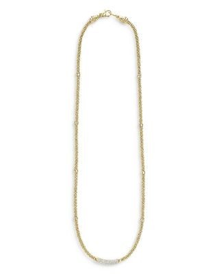 Lagos 18K Yellow Gold Caviar Beaded Necklace with Diamonds, 16