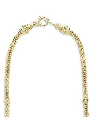 Lagos 18K Yellow Gold Caviar Beaded Necklace with Diamonds, 16