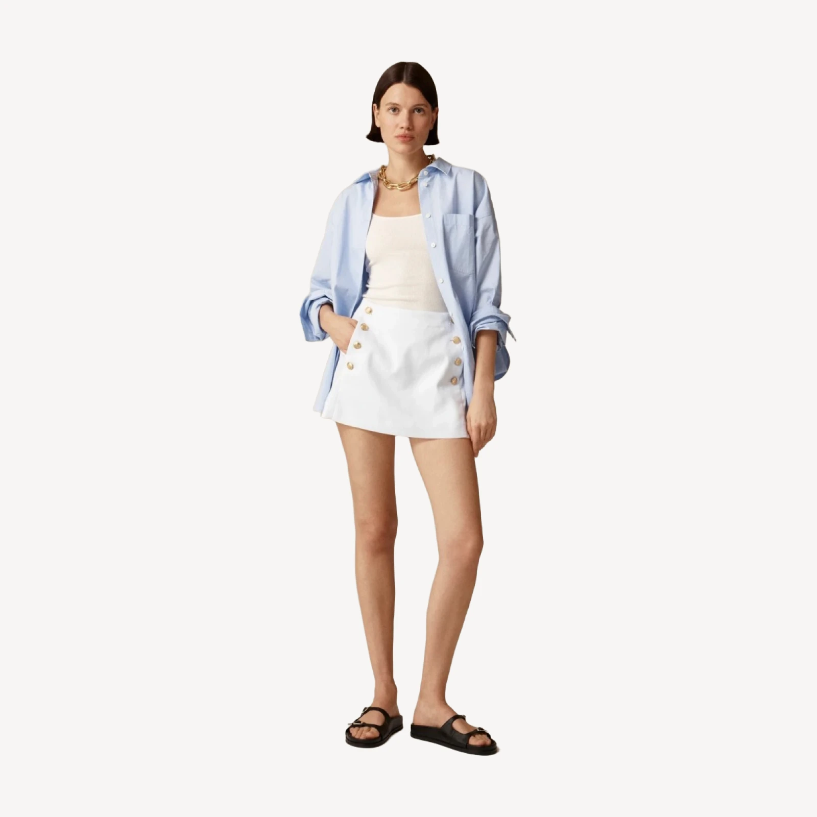 Sailor skort in stretch linen blend