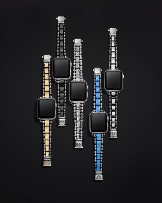 Lagos Smart Caviar Blue Ceramic Apple Watch Bracelet, 42mm