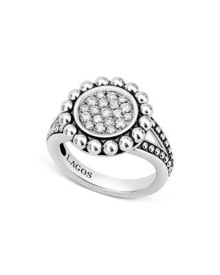 Lagos Sterling Silver Caviar Spark Diamond Ring