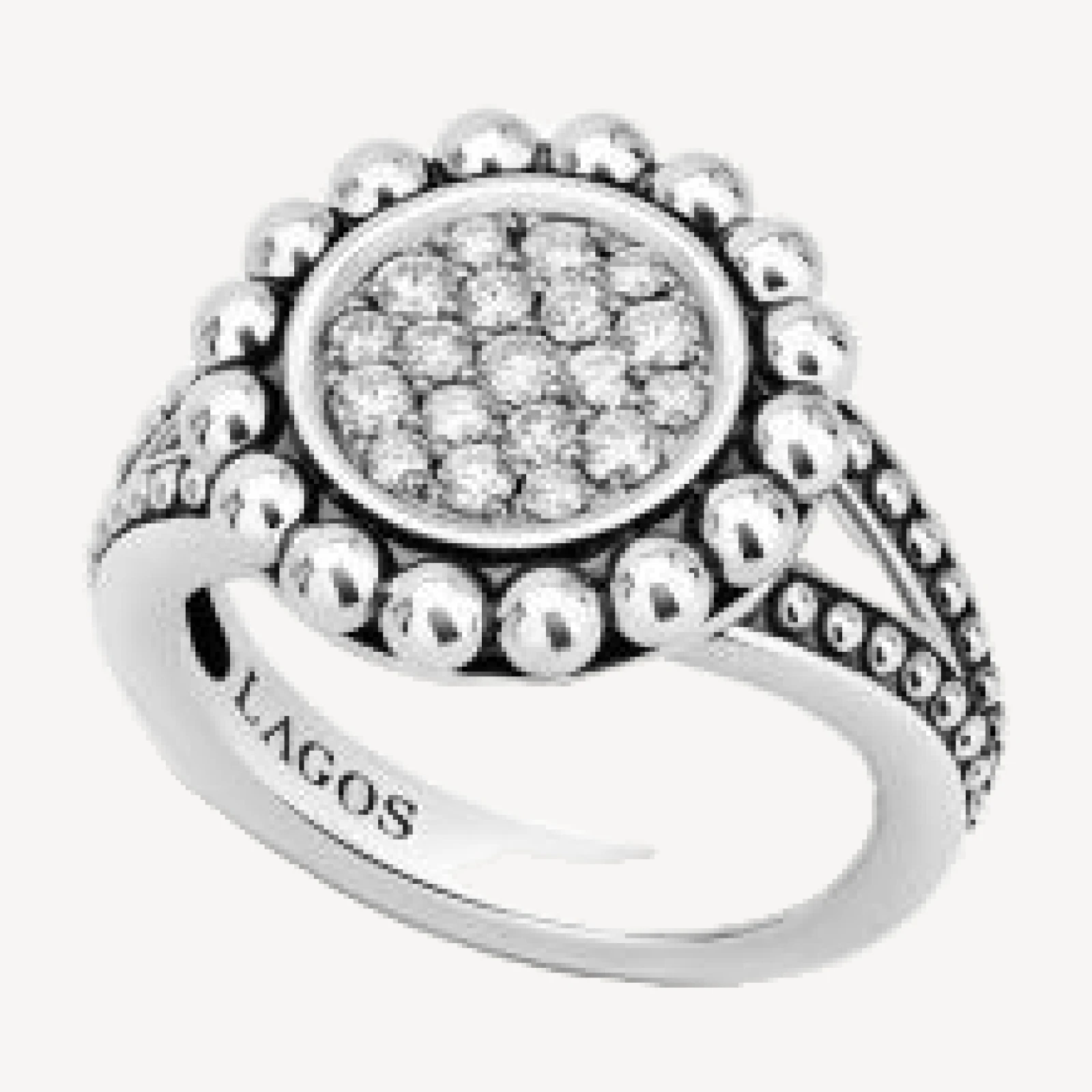 Lagos Sterling Silver Caviar Spark Diamond Ring