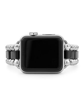Lagos Smart Caviar Black Ceramic Apple Watch Bracelet, 38-44mm