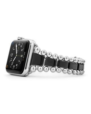 Lagos Smart Caviar Black Ceramic Apple Watch Bracelet, 42-44mm