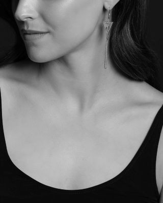 Lagos Sterling Silver Signature Caviar Triangle Circle Drop Earrings