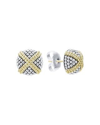 Lagos 18K Yellow Gold & Sterling Silver Signature Caviar Square Earrings