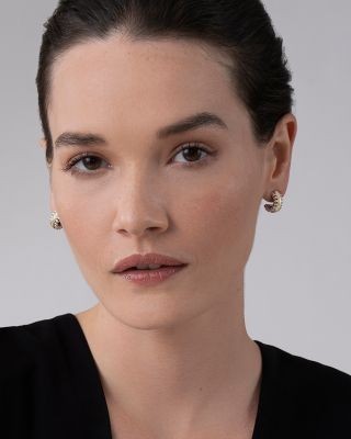 Lagos Sterling Silver & 18K Gold Signature Caviar Small Flute Hoop Earrings