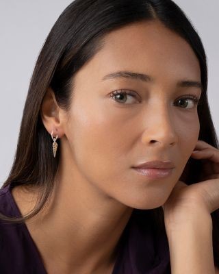 Lagos Ksl 18K Yellow Gold and Sterling Silver Pyramid Spike Charm Hoop Earrings