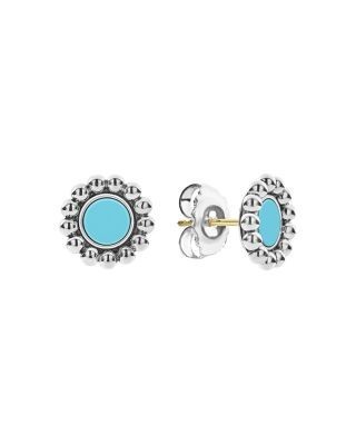 Lagos Sterling Silver Maya Blue Ceramic Stud Earrings