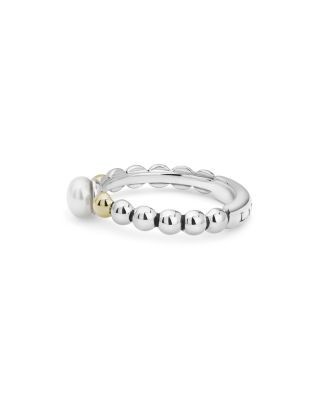 Lagos Sterling Silver & 18K Yellow Gold Luna Cultured Freshwater Pearl Ring