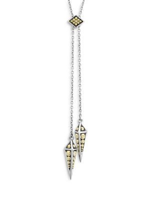 Lagos Ksl 18K Yellow Gold and Sterling Silver Pyramid Spike Lariat Necklace