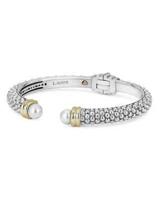Lagos Sterling Silver and 18K Yellow Gold Luna Cultured Freshwater Pearl Cuff