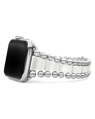 Lagos Smart Caviar White Ceramic Apple Watch Bracelet, 42-44mm