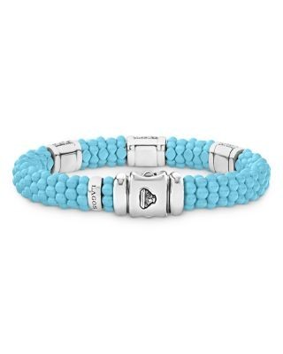 Lagos Ceramic & Sterling Silver Caviar Bracelet with Diamonds