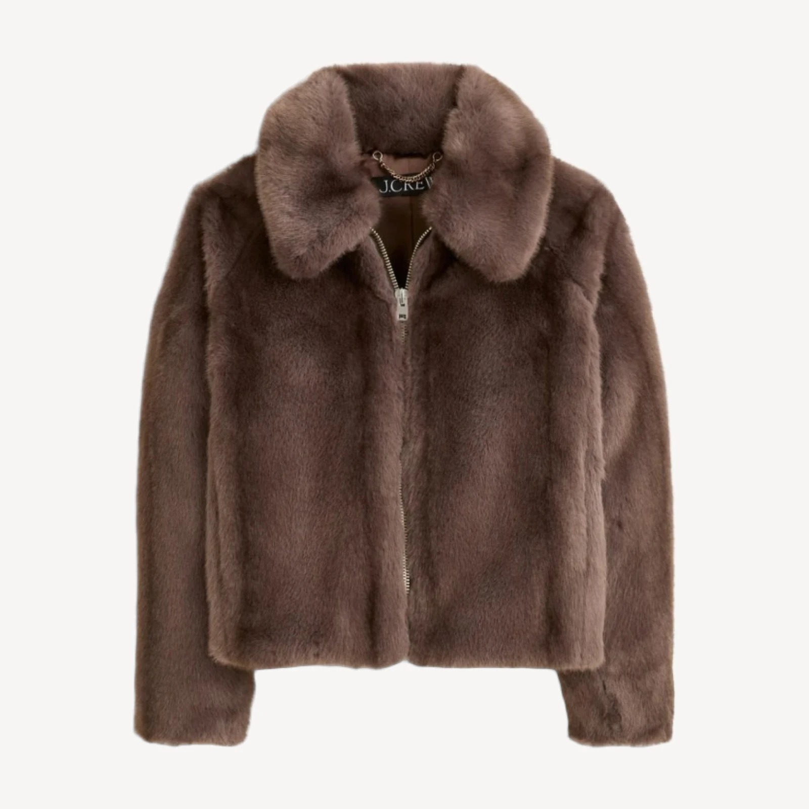 Zip-up jacket in faux fur