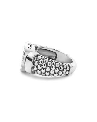 Lagos Sterling Silver Caviar Spark Diamond Circle Bead Ring