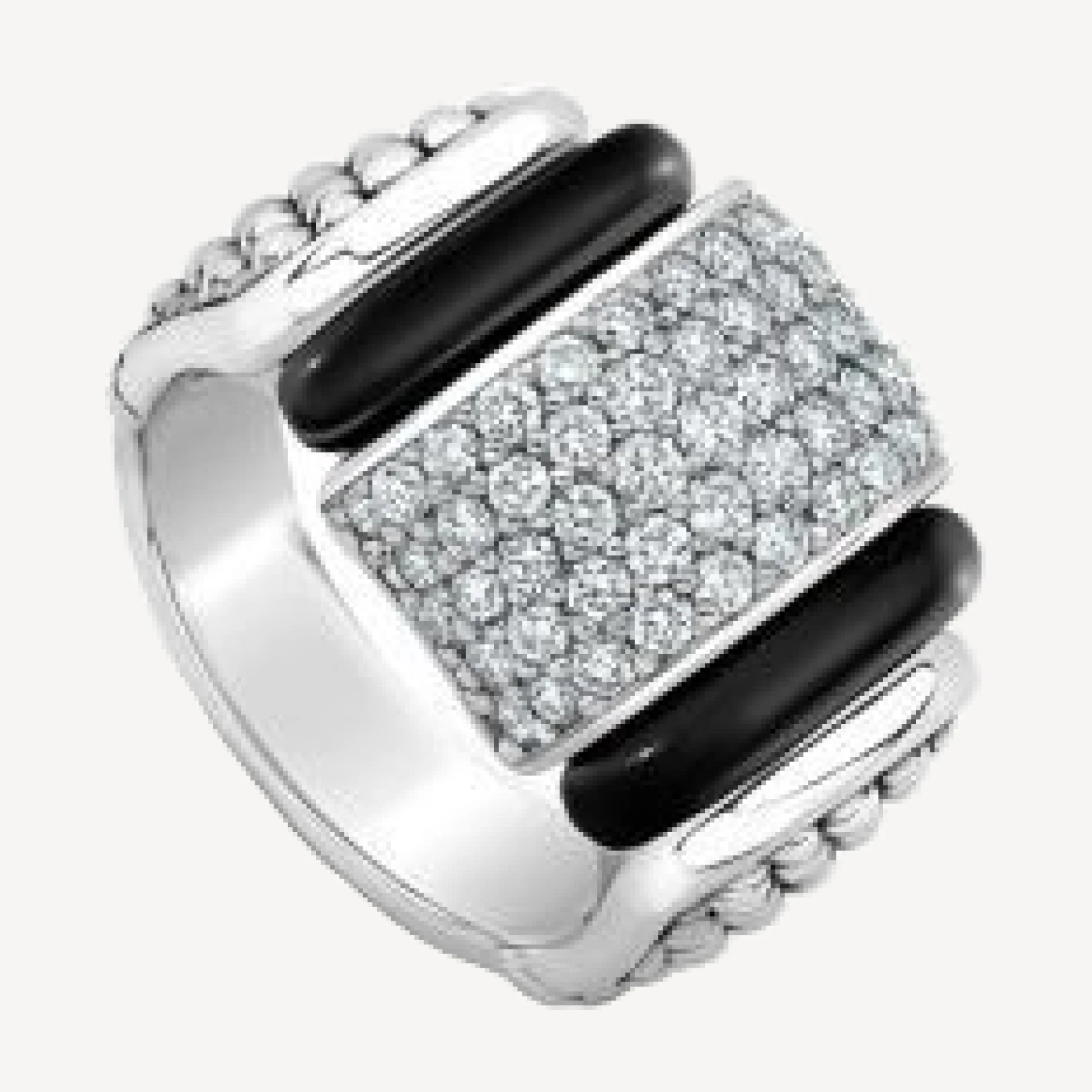 Lagos Sterling Silver Black Caviar Diamond & Ceramic Statement Ring