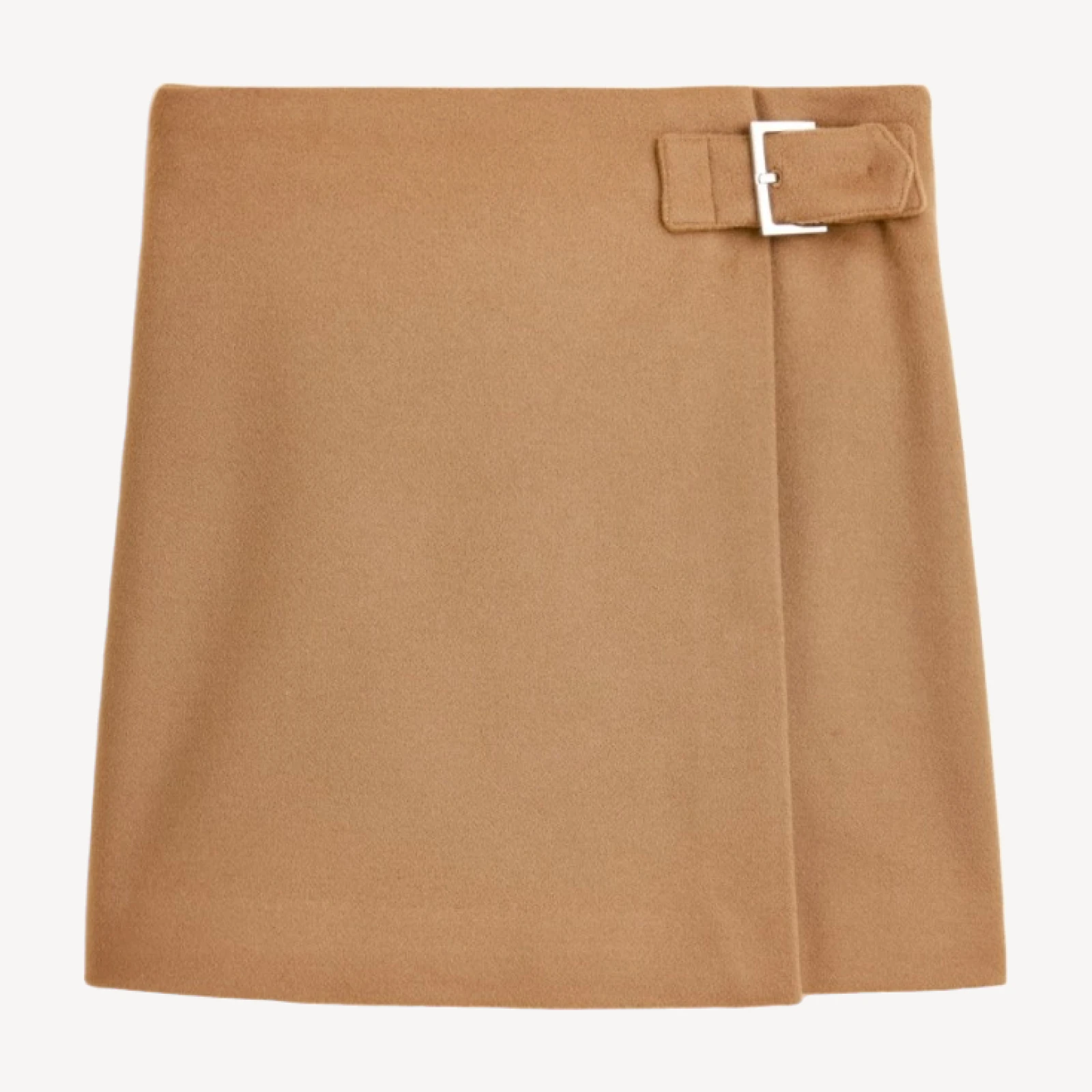 Collection wool-cashmere blend mini skirt with buckle detail