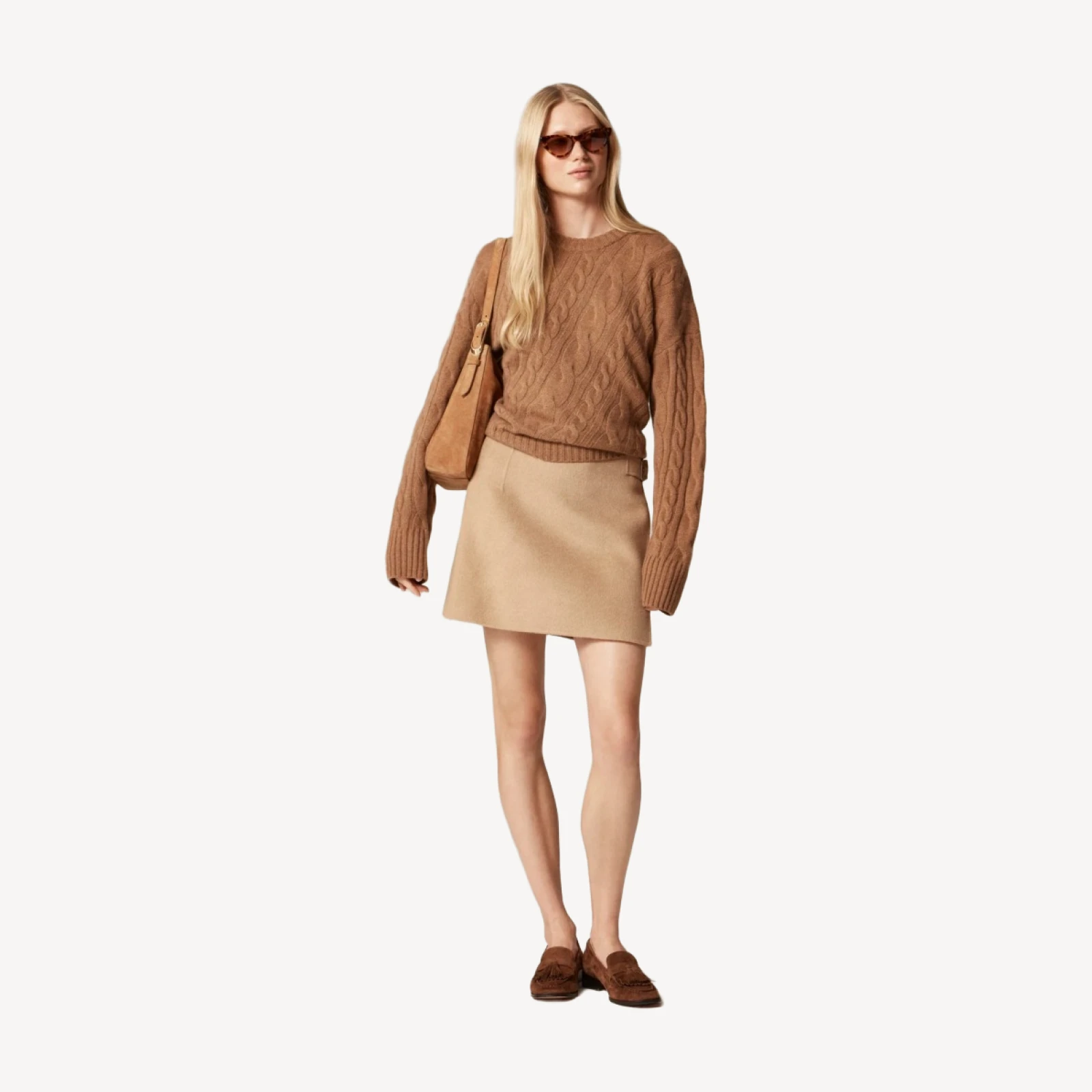 Collection wool-cashmere blend mini skirt with buckle detail