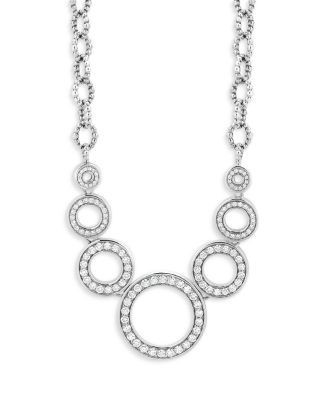 Lagos Sterling Silver Caviar Spark Diamond Multi Circle Statement Necklace, 18