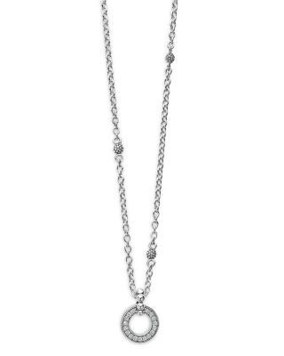 Lagos Sterling Silver Caviar Spark Diamond Pendant Necklace, 18
