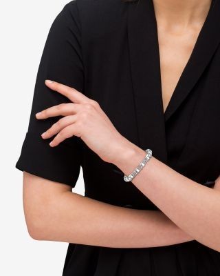Lagos Sterling Silver Caviar Spark Diamond Three Circle Bead Bracelet