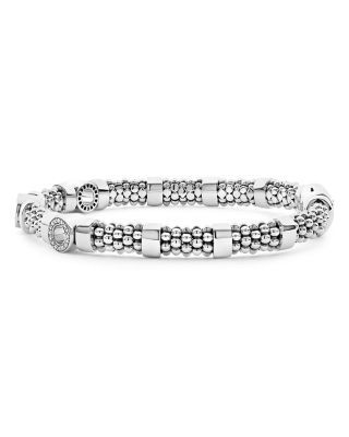 Lagos Sterling Silver Caviar Spark Diamond Three Circle Bead Bracelet