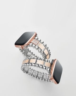 Lagos Smart Caviar 18K Rose Gold & Sterling Silver Single Diamond Apple Watch Bracelet, 38-44mm