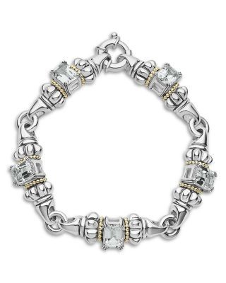 Lagos 18K Yellow Gold & Sterling Silver Glacier White Topaz Link Bracelet