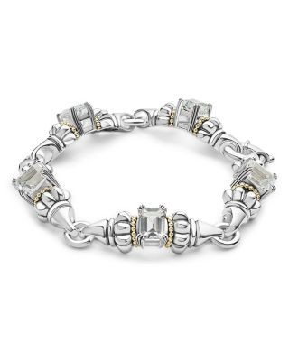 Lagos 18K Yellow Gold & Sterling Silver Glacier White Topaz Link Bracelet