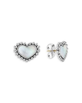 Lagos Sterling Silver Maya Mother of Pearl Inlay Stud Earrings