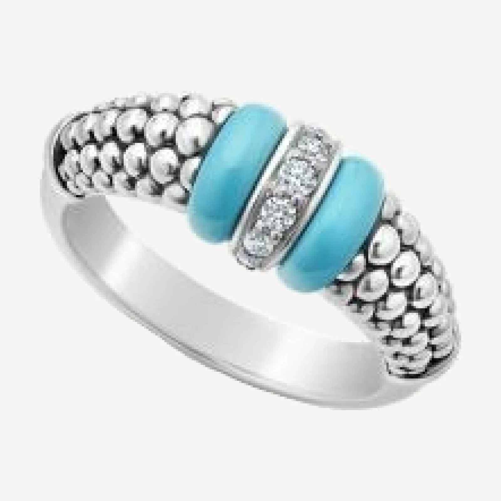 Lagos Blue Caviar & Diamond Sterling Silver Tapered Ring