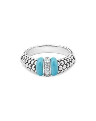 Lagos Blue Caviar & Diamond Sterling Silver Tapered Ring