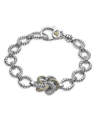 Lagos Sterling Silver & 18K Yellow Gold Love Knot Station Bracelet, 8