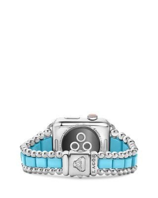 Lagos Smart Caviar Blue Ceramic Apple Watch Bracelet, 42mm