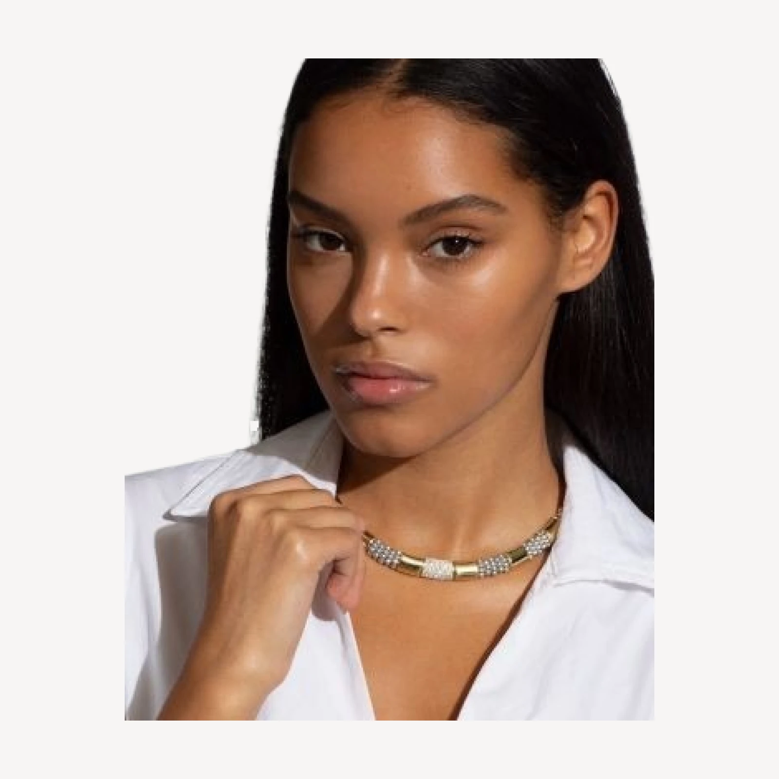 Lagos Sterling Silver & 18K Gold High Bar Diamond Necklace, 18 - Exclusive