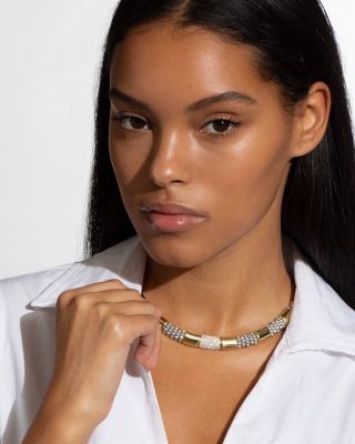 Lagos Sterling Silver & 18K Gold High Bar Diamond Necklace, 18 - Exclusive