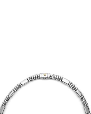 Lagos Sterling Silver & 18K Gold High Bar Diamond Necklace, 16