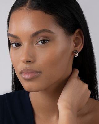 Lagos 18K Yellow Gold & Sterling Silver Glacier Smoky Quartz Caviar Beaded Half Hoop Earrings