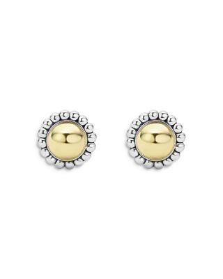 Lagos 18K Yellow Gold & Sterling Silver High Bar Framed Stud Earrings