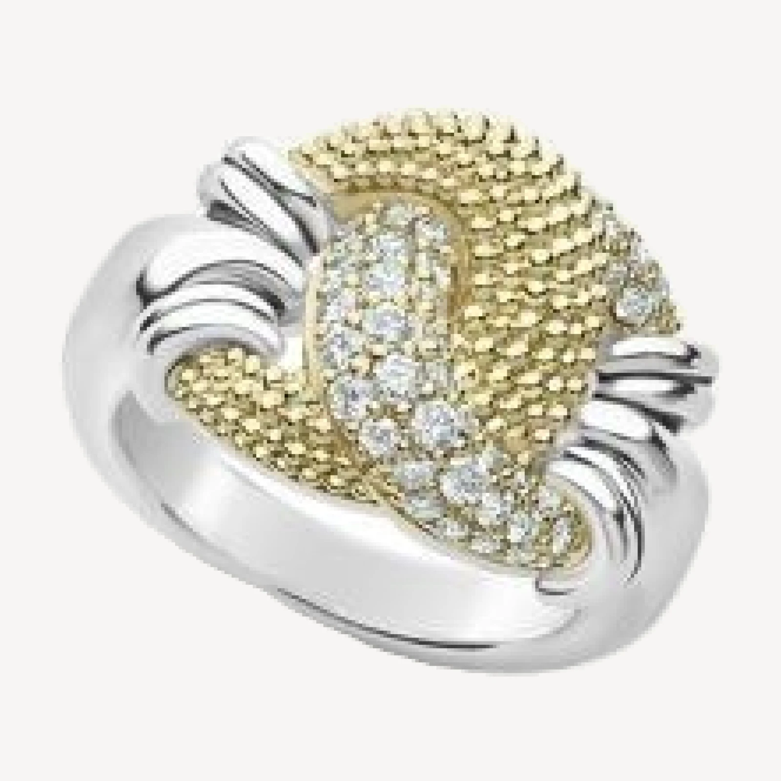 Lagos Sterling Silver & 18K Yellow Gold Caviar Luxe Diamond Large Knot Ring