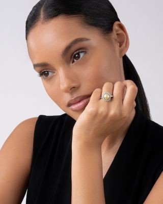 Lagos 18K Yellow Gold & Sterling Silver High Bar Oval Dome Ring
