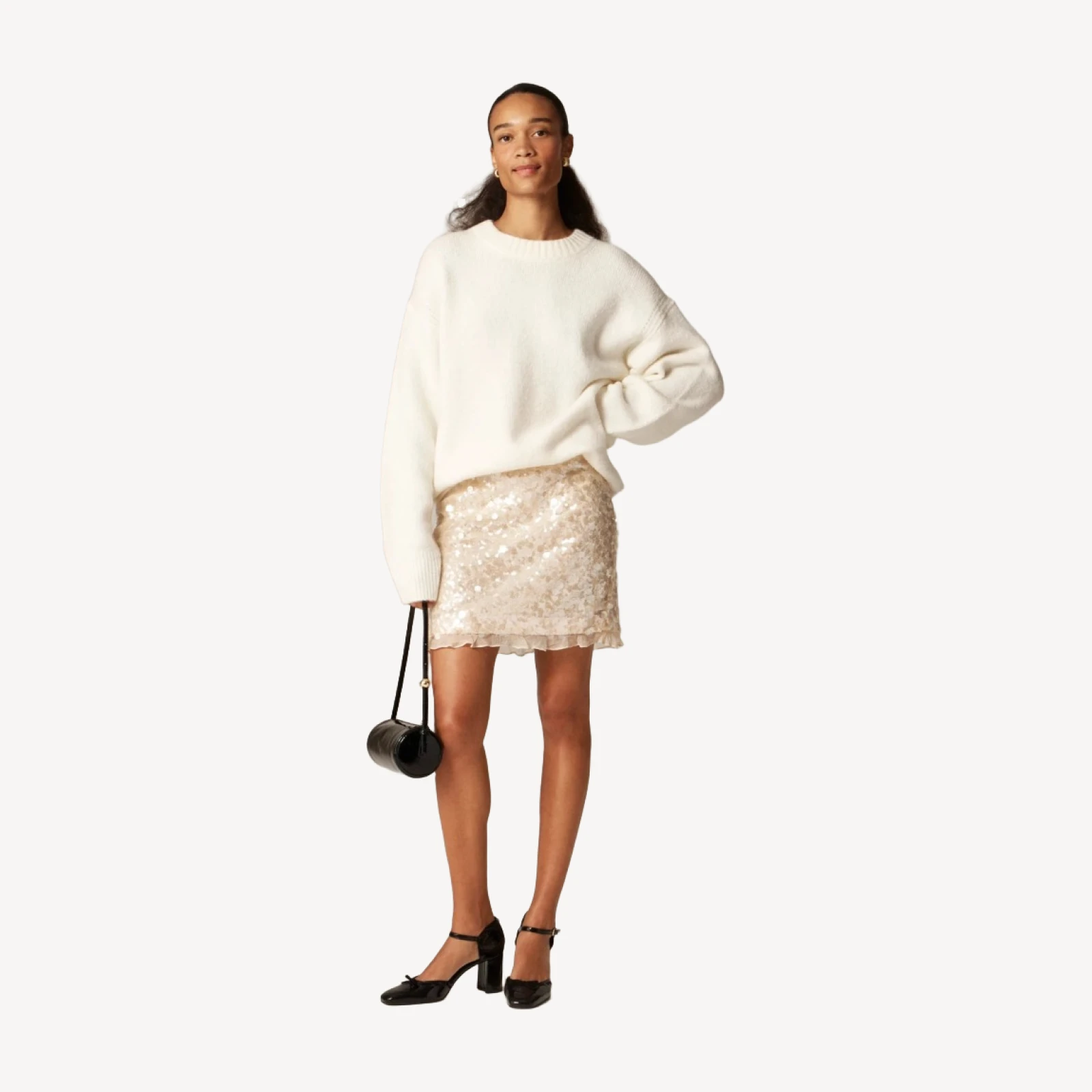 Sequin ruffle-trim mini skirt