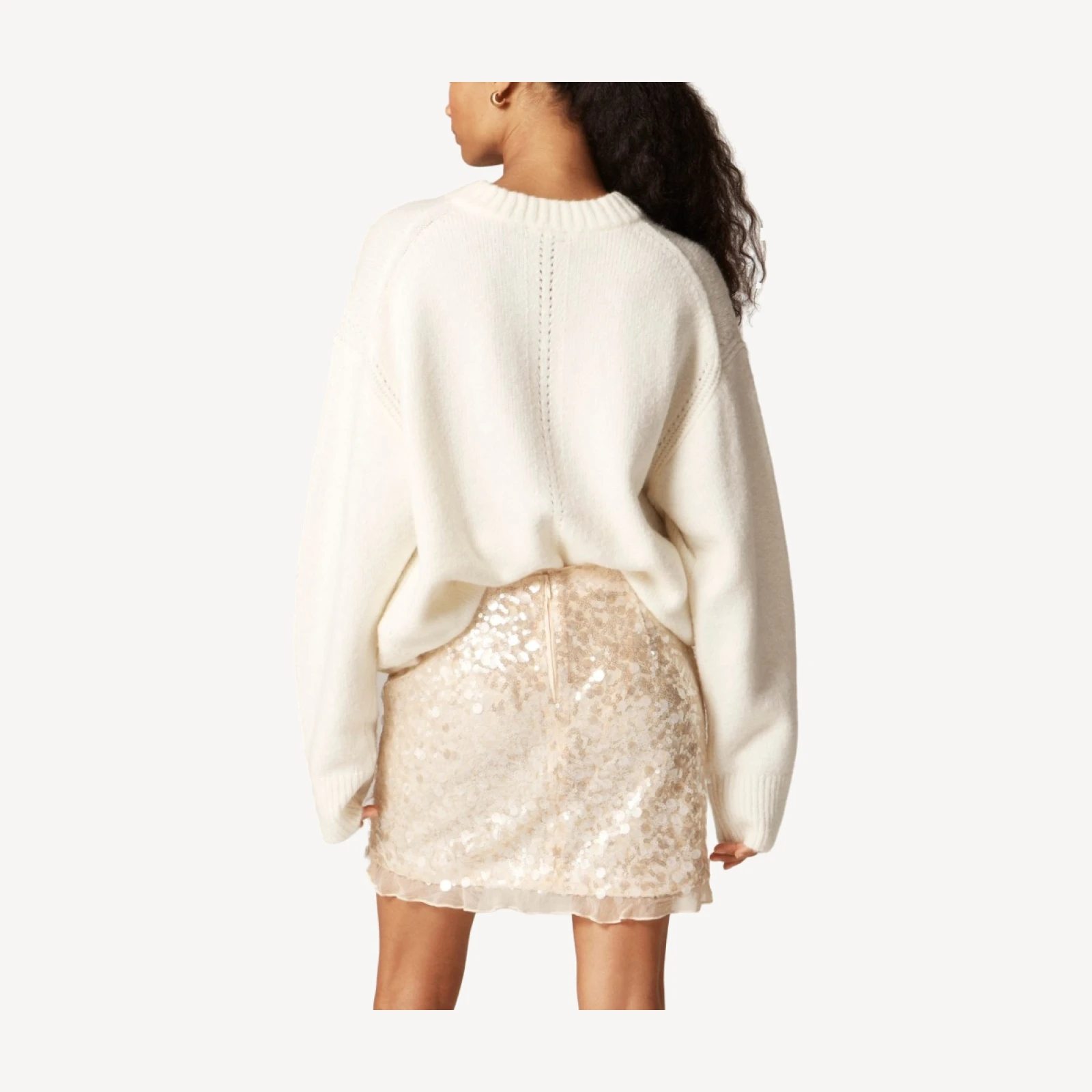 Sequin ruffle-trim mini skirt